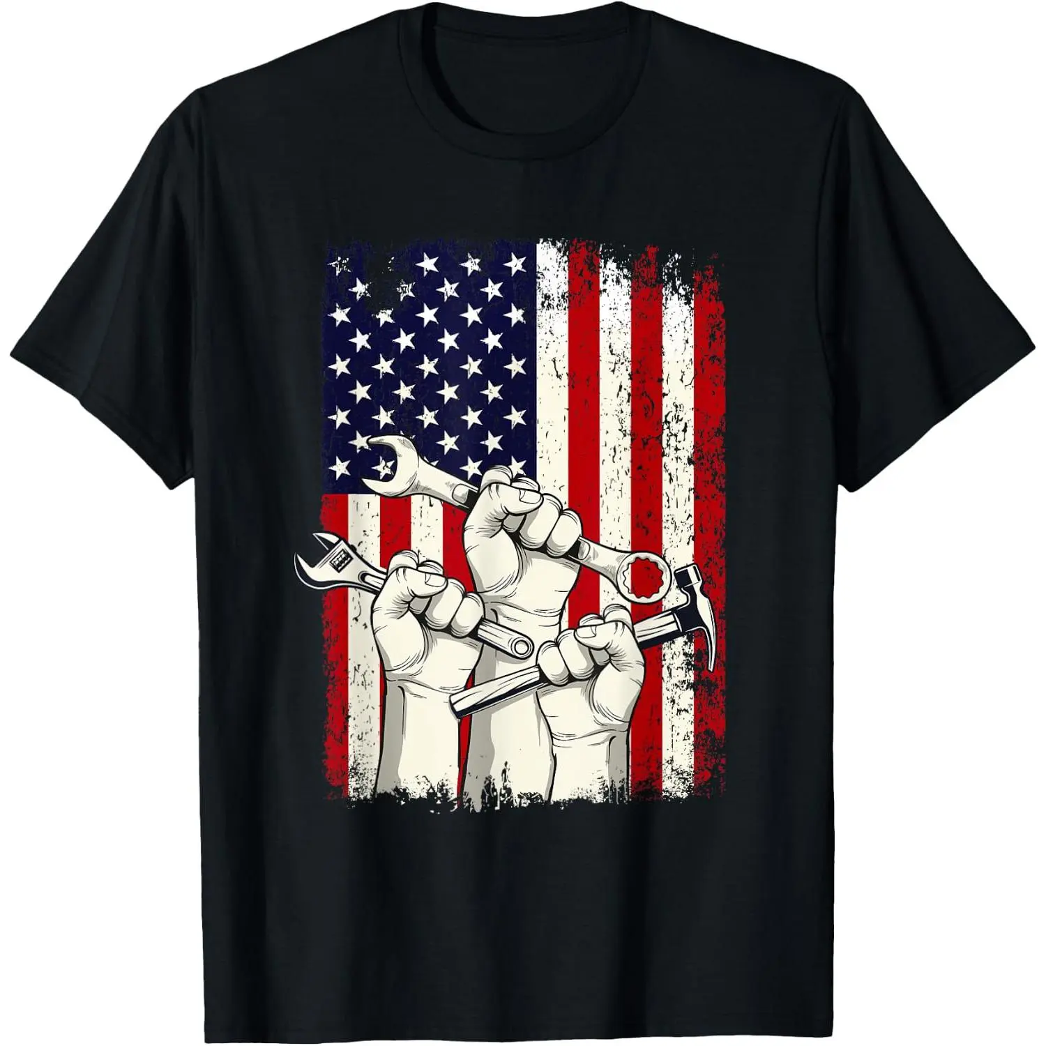 100% Cotton US Flag Skilled Worker - Labor Day Skilled Union Worker T-Shirt