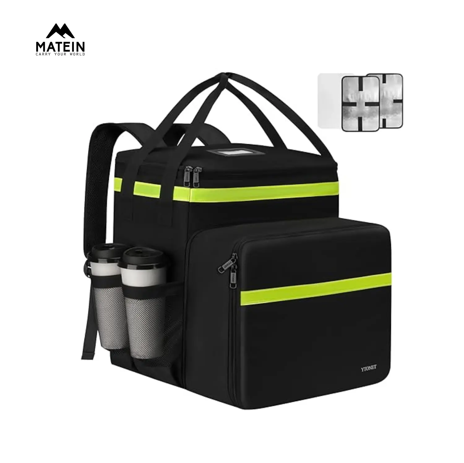 Ytonet Insulated Food Delivery Backpack with 7 Cup Holders, Extra Large Expandable Mylar Cooler Bag for Hot/Cold Food, Pizza Bag for Bike Fits Uber Eats, Grubhub, DoorDash (Black), Mylar Cooler Bags,back to school,back to school shopping,travel essentials