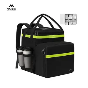 Ytonet Insulated Food Delivery Backpack with 7 Cup Holders, Extra Large Expandable Mylar Cooler Bag for Hot/Cold Food, Pizza Bag for Bike Fits Uber Eats, Grubhub, DoorDash (Black), Mylar Cooler Bags