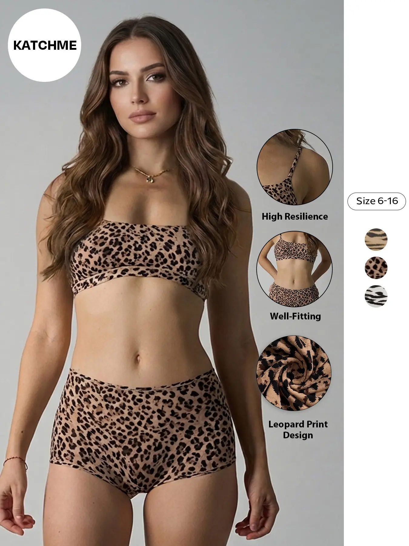 Women's Versatile Casual Lightweight Leopard Print Thin Strap Bralette & Knicker Set, Soft Seamless Panties Smoothing Womenswear Lingerie & Underwear Set Bra Sets Fit