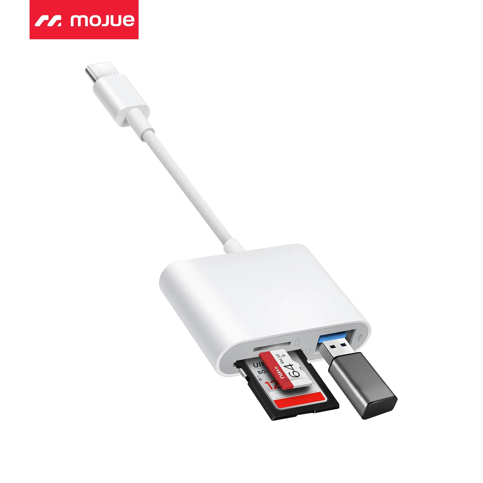 USB-C SD Card Reader – 3-in-1 Adapter with SD/MicroSD/USB 3.0 Ports, Compatible with iPhone 15/16, iPad, Mac, MacBook Pro/Air, Android & Type-C Devices