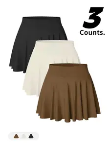 Women's Solid Color Anti-Exposure Tennis Skirt Pants, High Waisted Athletic Skorts, High Waist Butt Lifting Pocket Storage, Quick-Dry Comfortable, Fashionable Summer