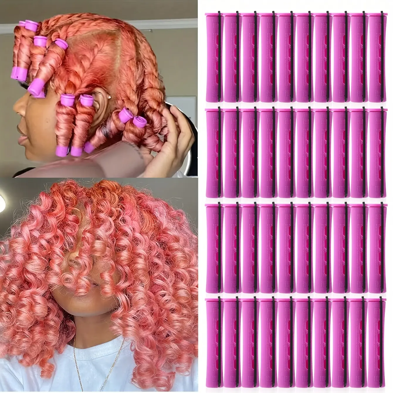 Heatless Curling Set, 40-Piece Perm Rods for Easy Curls and Beach Waves, Hair Rollers and Styling Tools for Long to Short Hair