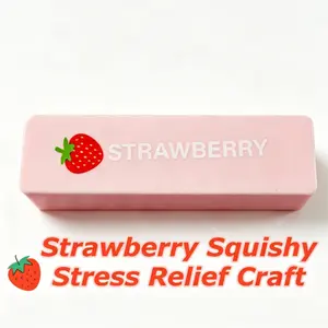 2026New Pink Strawberry Slow-Rebound Craft Cuboid Squishy Keychain Soft Material Adult Stress Relief Craft Special Craft for Relax Perfect Toy Keychain for Young Boy and Girl Surprise Gift for Anyone Special Idea Birthday Anniversary Gifts for Couples