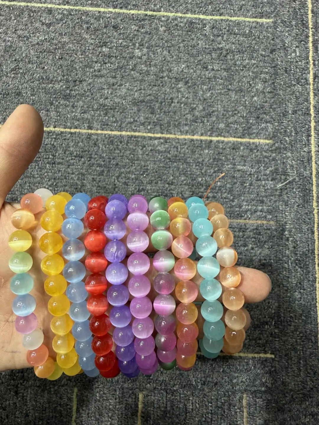 Lily(18169)gc.Colored Beaded Bracelet with selenite