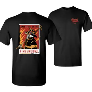 Leave It All On The Fireground Firefighter Shirt, Bold Skeleton Fireman with Pike Pole, Vintage Poster Style Graphic for Men and Women