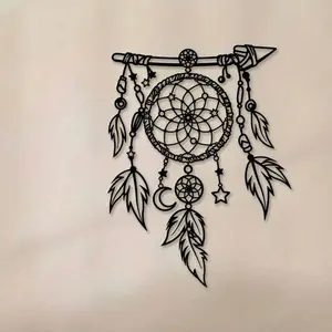 Metal Dream Catcher Design Wall Art, Iron Wall Hanging Decor, Wall Hanging Ornament for Home Living Room Bedroom Garden Yard, Hangable