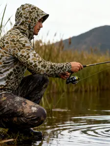 Men's Fishing Hoodie Face Cover Neck Sailing Shirt, Long Sleeve Hunting Jersey, Summer Performance Fish Gear, Beach Tops Wear, Climbing Uniform