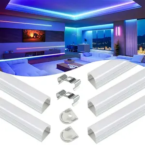 Muzata  3.3FT/1M Spotless LED Channel System with Milky White Neon Effect Cover Diffuser LED Aluminum Channel for LED Strip Lights Under Cabinet U109 WW