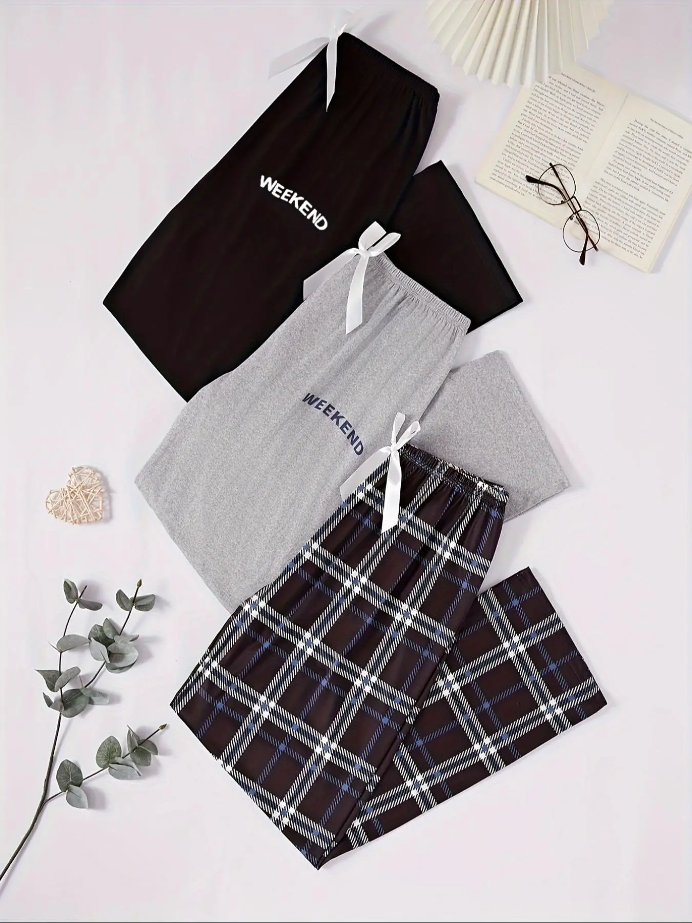 Women's Plaid & Letter Print Pajama Pants, Casual Comfy Breathable Homewear Loungewear Trousers, Ladies Sleepwear for All Seasons