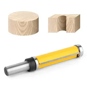 1pc Flush Trim Router Bit with Top and Bottom Bearings, 1-1/2" H * 1/4" Shank Woodworking Tool, Deburring and Polishing Tool for Camping Furniture Woodwork, Top/Bot Bearings