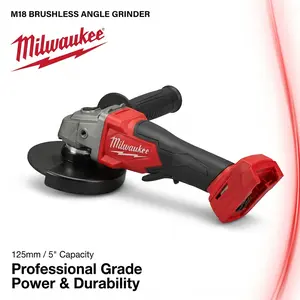 Milwaukee 125mm Brushless Angle Grinder 18V Cordless For Metal Cutting And Grinding With M14 Spindle And 3500-8500 RPM