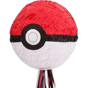 Party city pull string paper pinata pokmon pokeball 1075in wide x 1075in deep x 11in tall cardstock tissue paper pinata party supplies birthday party game decorations for boys girls