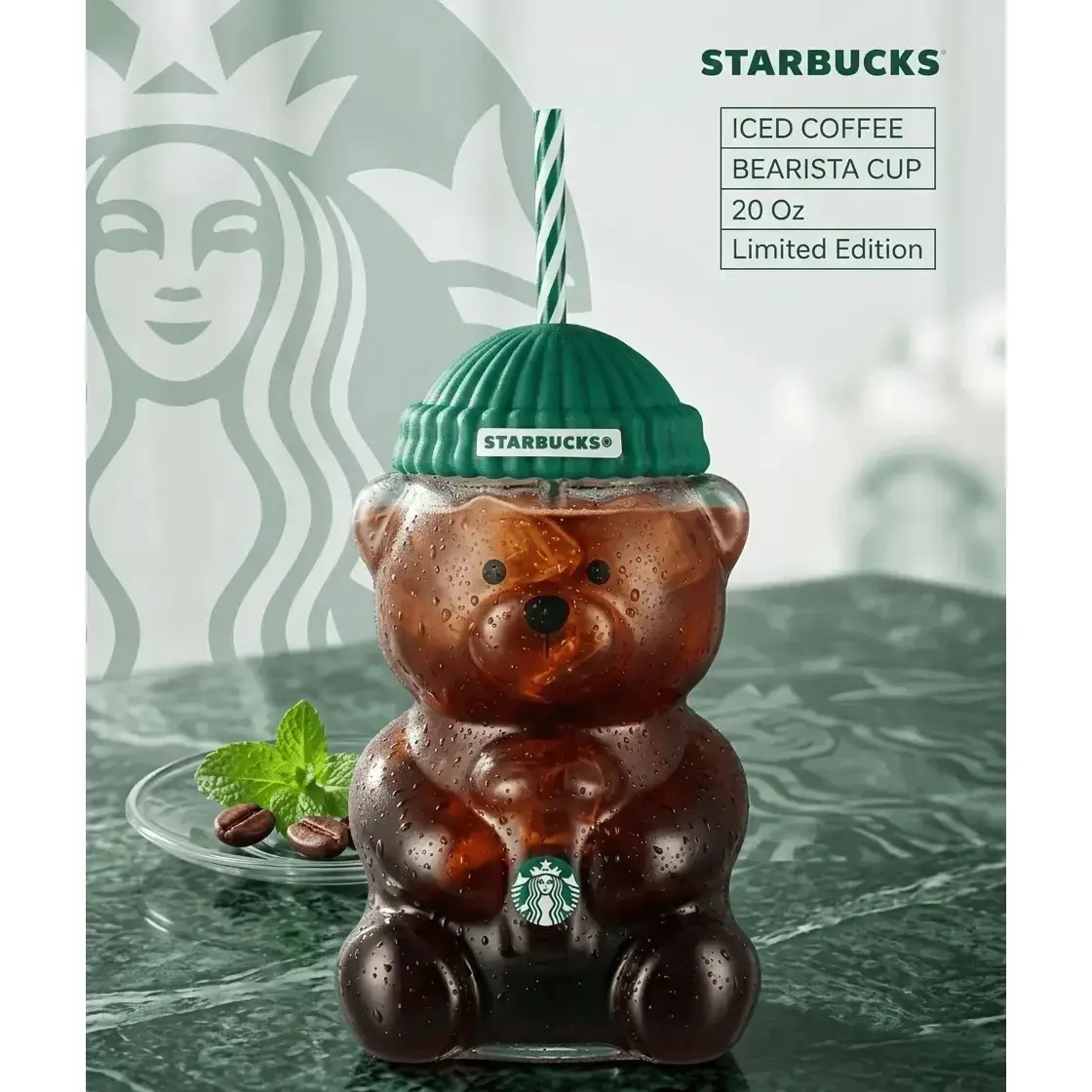 2026 Limited Edition Starbucks Barista Bear Reusable Washable Coffee Cup - 590ml Water Bottle, Ideal Gift for Coffee Enthusiasts