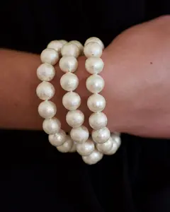Charlotte Cotton Pearl Bracelet – 12 mm Beaded Stretch Bracelet