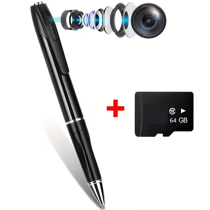 1080P HD Body Pen Camera with 64GB Memory Card, Optical Zoom, Motion Detection, Loop Recording, Portable Security Camera for Office Meetings, Indoor-Outdoor Surveillance