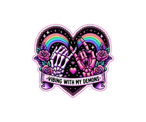 Vibing With My Demons • T-shirt Tee Shirt Comfortable Unisex Top Casual Sublimation Funny Sarcasm Sarcastic Graphic