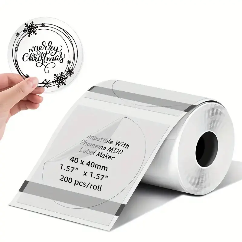 Transparent Round and Square Thermal Labels, 4x3cm, 230 Sheets/roll, Self-Adhesive, Sticky Labels, Office Stickers, Compatible with Multiple Printers, Barcode and Address Labels