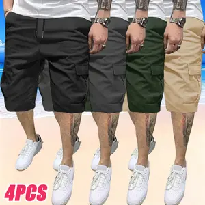Men’s 5-inch cargo shorts, street style — loose fit, quick-drying, multi-pocket cargo shorts; trendy outdoor summer hiking shorts