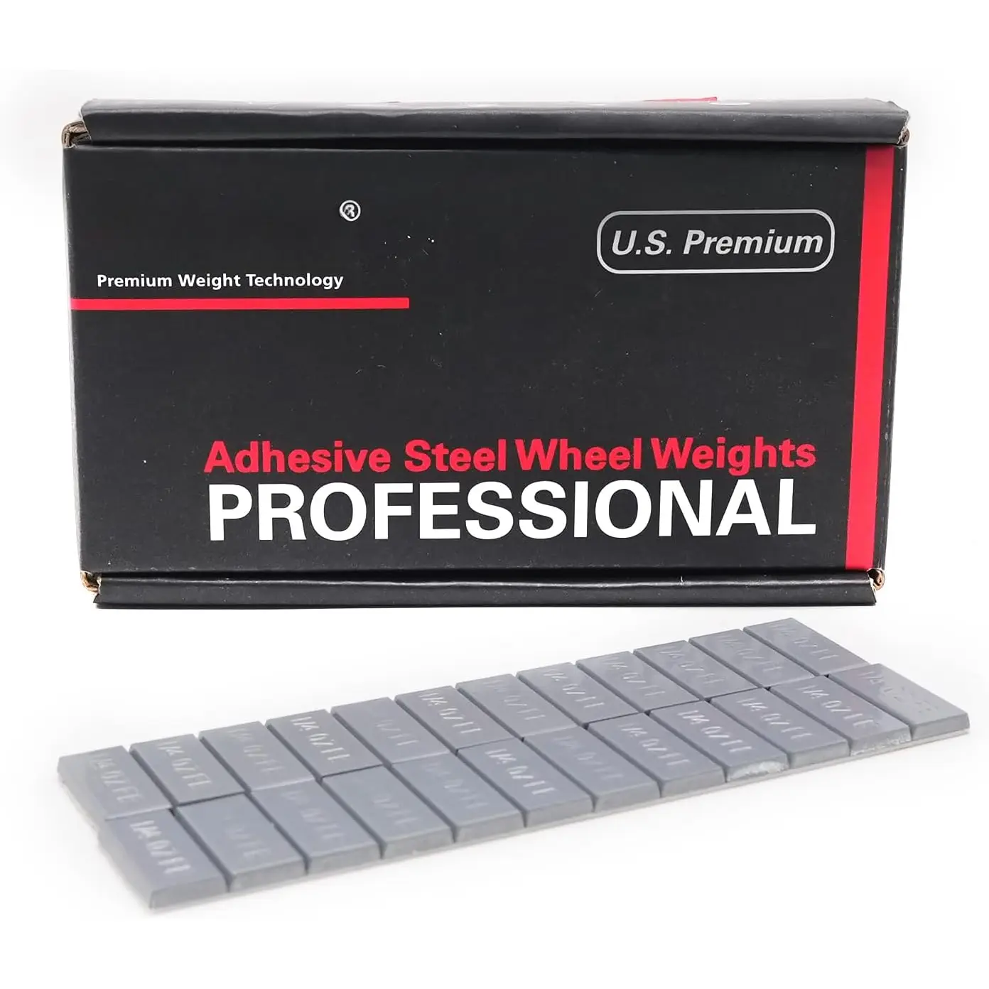 Automotive Stick-On Wheel Weights, Trapezium Electrogalvanized 1/4oz Each, Pre-Cut 12-Segment EasyPeel Tape, 24 Strips 288 Pieces Grey, 72oz/Box, Hub Fitting Universal Use High-Quality Tire Repair Tool
