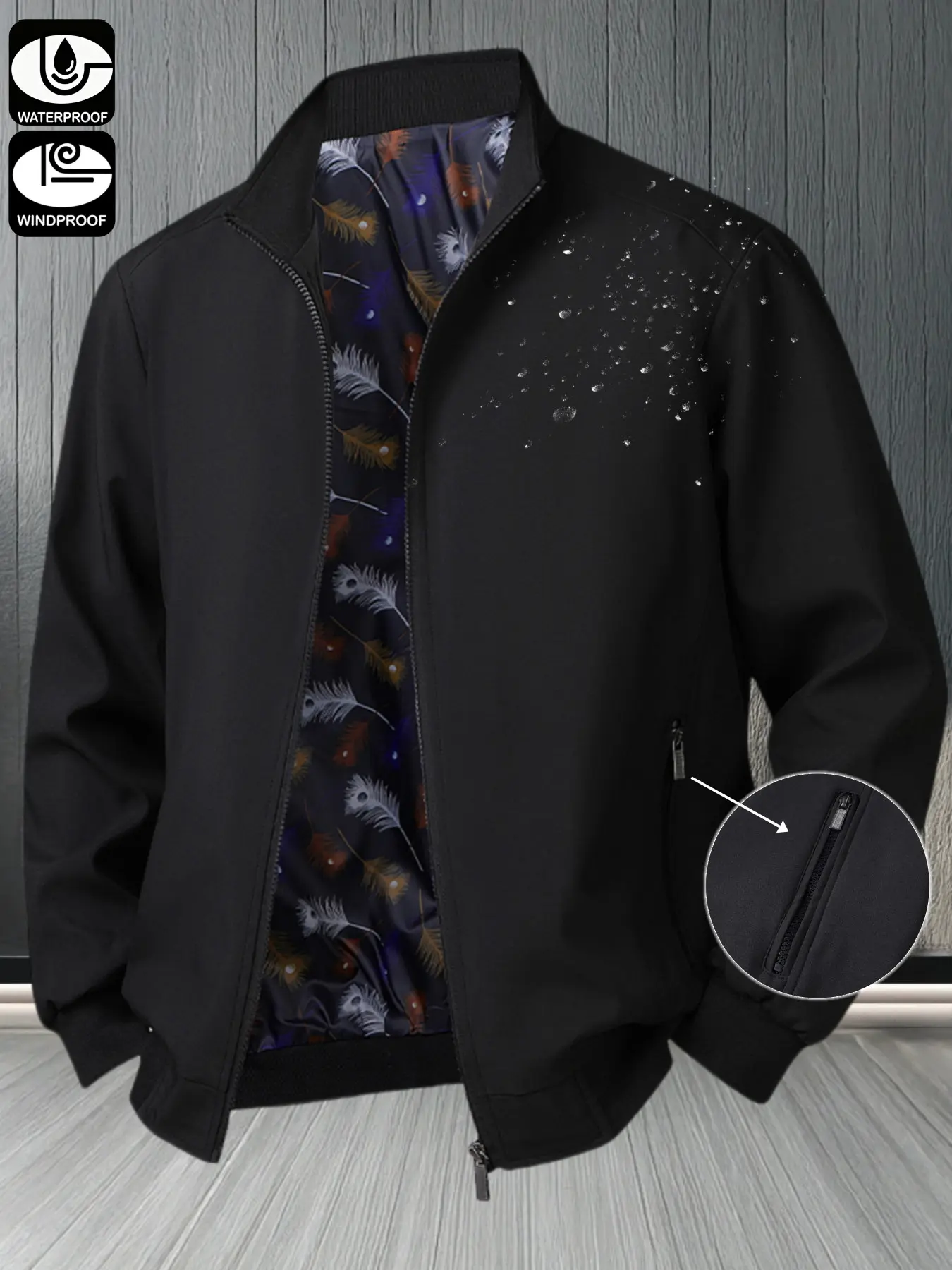 Men's Baseball Neck Jacket, Casual Sports Outerwear, Middle Aged and Elderly Leisure Jacket, Dad Style Relaxing Jacket