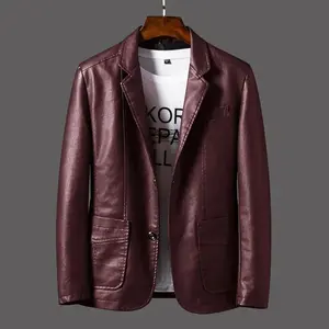 Men’s slim-fit leather biker jacket for spring and autumn