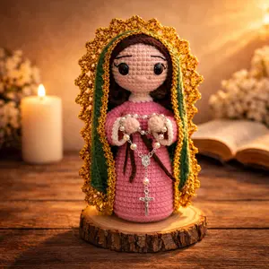 Handmade Crochet Virgin Mary Doll – Catholic Gift, Religious Decor, Prayer Rosary Amigurumi, Unique Handmade Blessing Gift