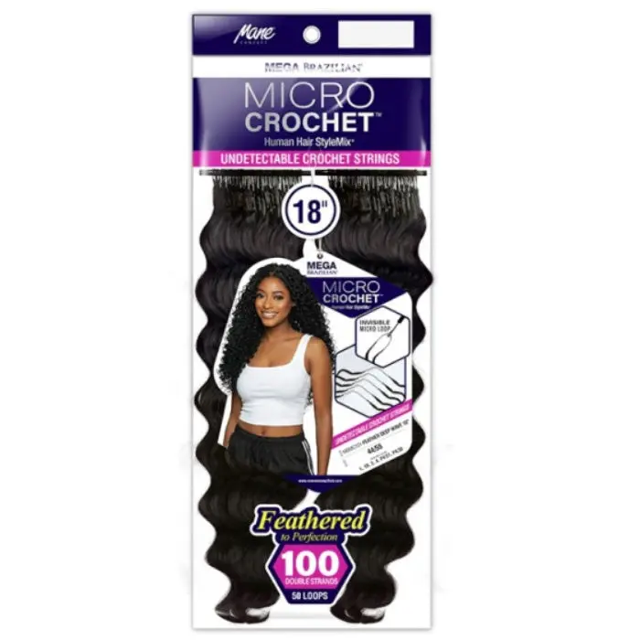 Mane Concept Mega Brazilian Micro Crochet Human Hair StyleMix Strings Braid - MBMC101 FEATHER DEEP WAVE 18"