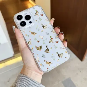 A transparent anti-drop phone case with various duck patterns, suitable for iPhone 17 Air/16 Plus/15 Pro Max/14 Pro/13/12/11/XS Max/X phone case, perfect choice for holiday gifts for family, friends, lovers, boyfriends, girlfriends DKTPUTM12