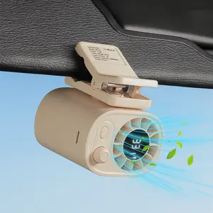 Car Clip On Fan No Cooling Function with LED Display 360° Rotation 100 Speeds Adjustable USB Rechargeable Personal 1800mAh Battery Stepless Speed Adjustment Charging