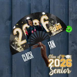 Graduation Clack Fan 25x13 – Graduation fan with Photo, Party Favor, Birthday, Wedding, Festival, Sports, Line Dance Gift - Predesigned