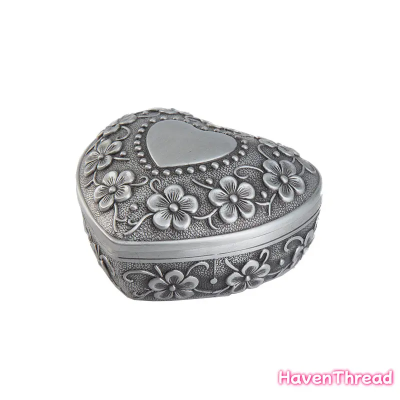 Lockable Metal Jewelry Box - Customizable Lockable Jewelry Organizer with Elegant Flower Design, Latch, Durable Storage, Wedding Ring Keepsake, Ideal for Engagement Gifts (No Electricity Required), Flowers