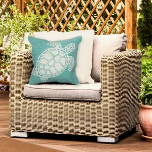 Lush Decor FRONTPORCH Indoor/Outdoor Handmade Pillow - Contemporary Geometric Coastal Animal Accent  (Turtle)