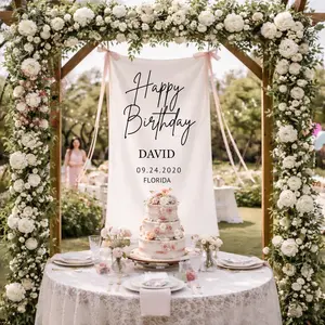 Linen Custom Birthday Banner, Personalized Fabric Backdrop, Boho Name Decor, Milestone Birthday Keepsake