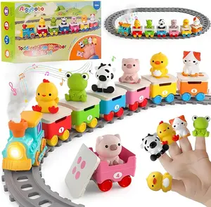 Toddler Toys for 1 2 3 Year Old, Electric Farm Animal Train Set with Music, Lights & Steam, Montessori Counting, Matching & Sorting Learning Toys, Christmas Birthday Gifts for Baby Boys Girls 18M+