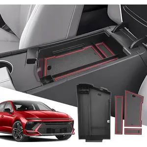 for 2024 2025 Hyundai Sonata Center Console Organizer Sonata 2025 Accessories Center Console Tray for 2025 Hyundai Sonata (SEL N Line) Accessories 2025 Sonata Console Organizer(Red)
