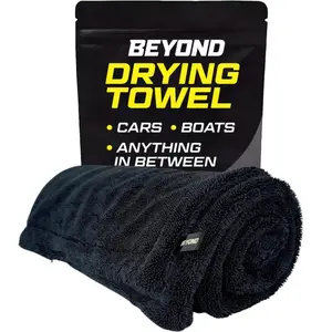 Beyond Drying Towel - Premium Car Drying Microfiber - Large & Super Absorbent - Detailing Towel for Cars and Boats - One-Pass Scratch Free Cleaning Towel - 24 x 36 Black