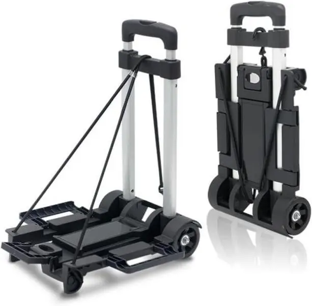 Folding Hand Truck, 70 lbs Capacity Lightweight Aluminum 2-Wheel Small Dolly with Ergonomic Handle & Durable Design, Car-Ready Folding, Folds Flat Fast for Airline Luggage Use & Moving