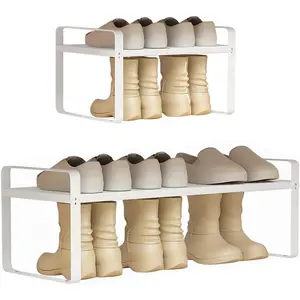 Expandable 1-Tier Shoe Rack (H:10"), Width 14.9"-23.6", Free-Standing Shoe Organizer for Closet, Entryway & Small Spaces – Single Pack