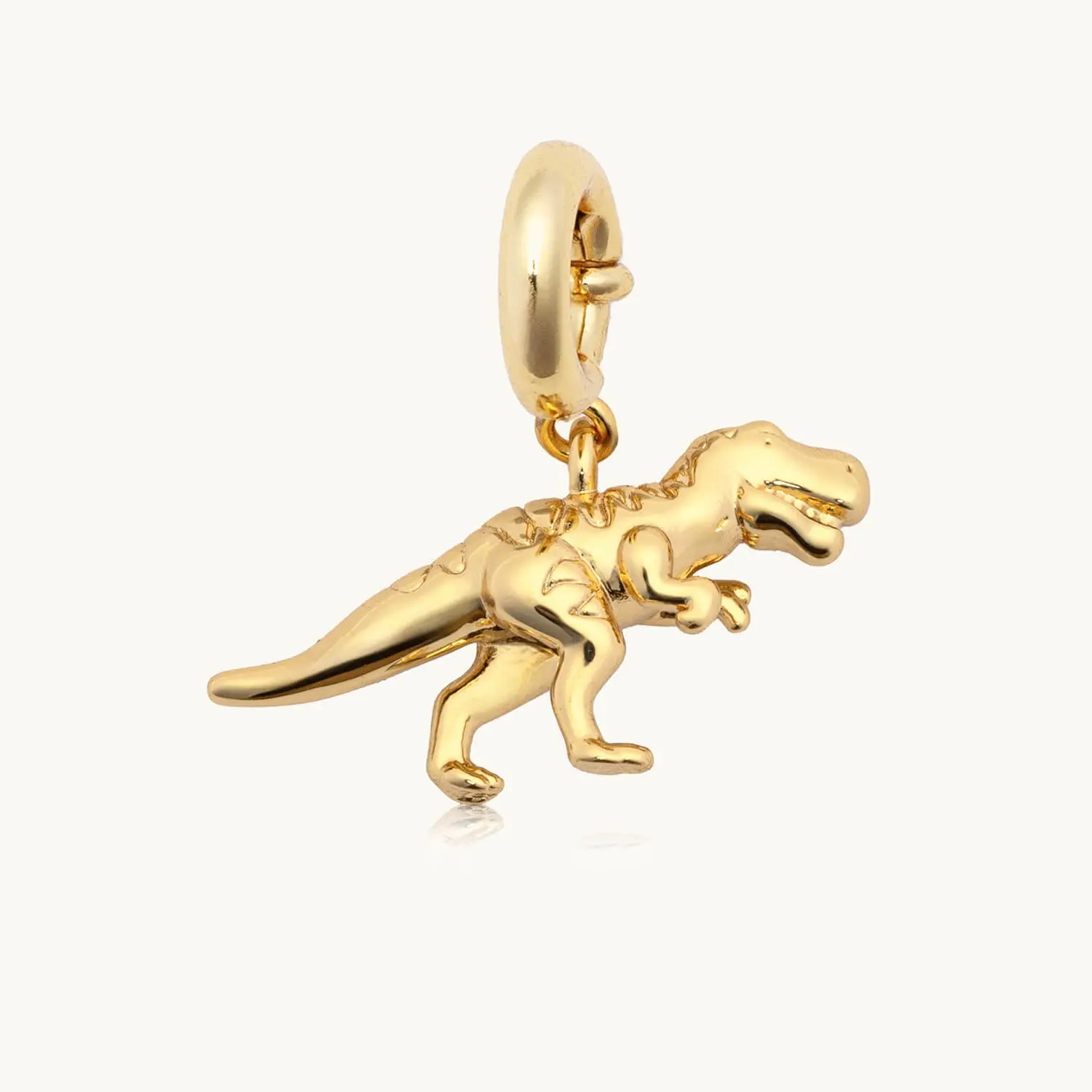 Little Words Project, T-Rex Dinosaur Charm, Multi-Use Jewelry Accessory, 14K Gold-Plated Brass