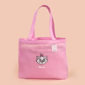 [Summer New Product] MINISO Disney Fluffy Cat Embroidered Mesh Shoulder Bag (Pink, Marie Cat), Cute Style, Exquisite Design, Fashionable Boutique   075