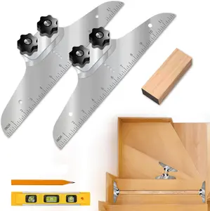 Stair Tread Template Tool, Stair Tread Jig Set, Stair Measuring Tool - Stair Jig with Level & Tape Measure, Suitable for Stairs, Risers and Partitions
