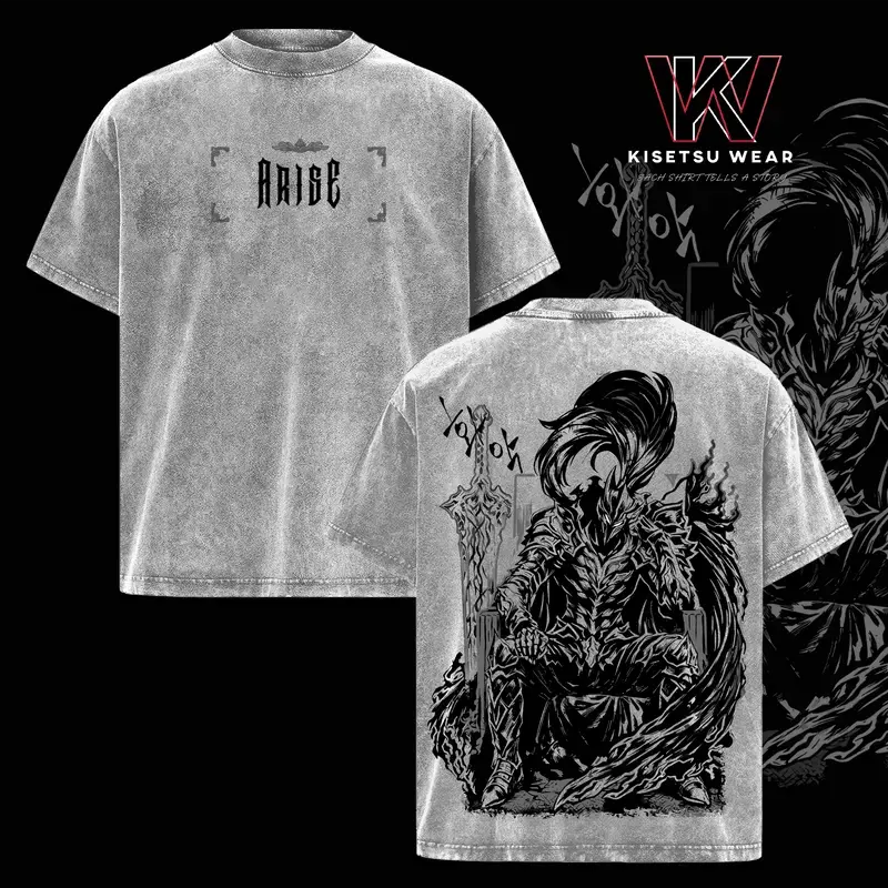 Igris Solo Leveling Vintage Washed Oversized T-Shirt – Dark Anime Graphic Tee, Anime Streetwear Unisex Shirt Classic Apparel