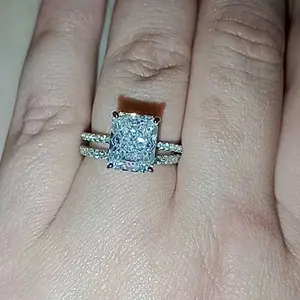 2026 Refined 4CT D VVS1 Radiant Cut Moissanite Sterling Silver Ring for Women, Designed to Stand Out