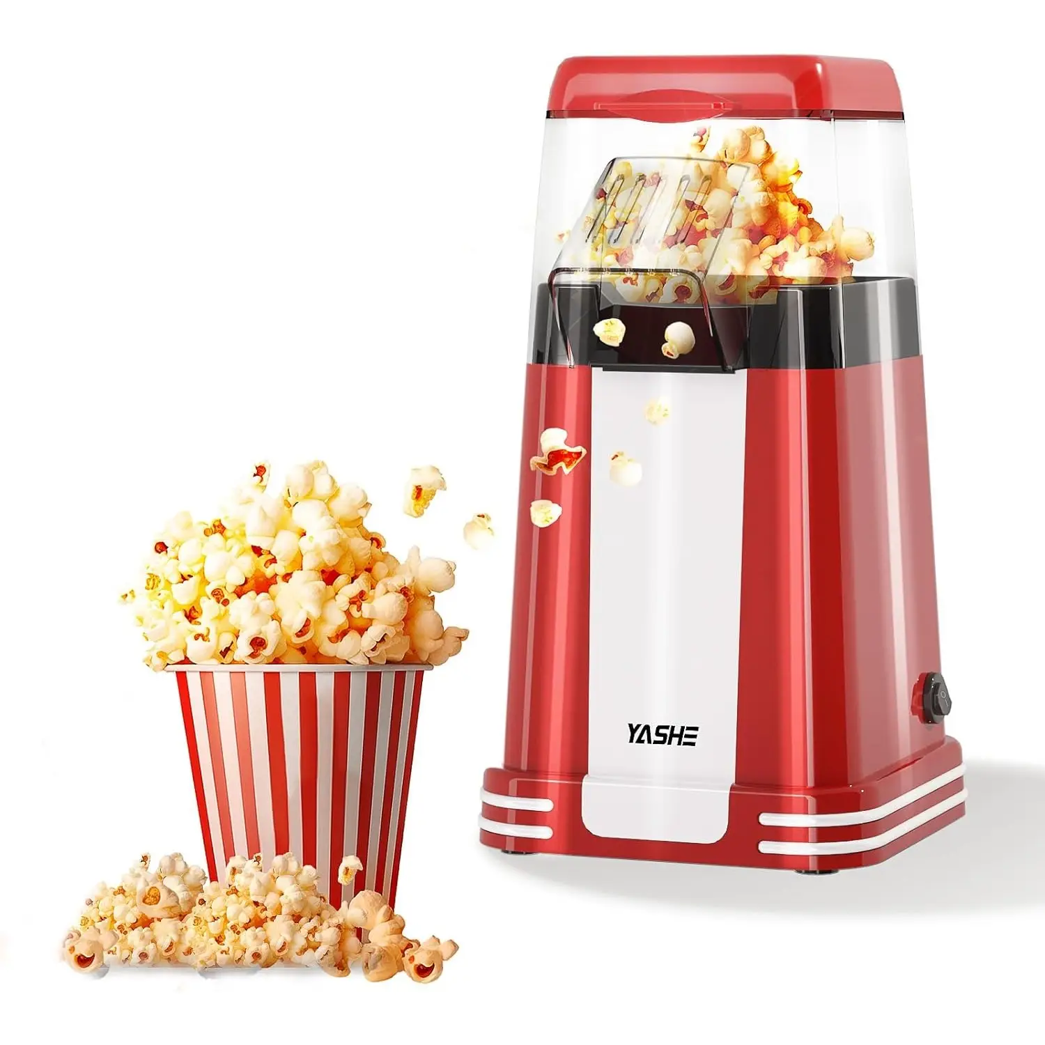 YASHE Hot Air Popcorn Popper Maker - Retro Fast Popcorn Machine, Healthy Oil-Free Design, Ideal for Home Movie Nights and Holiday Gifts