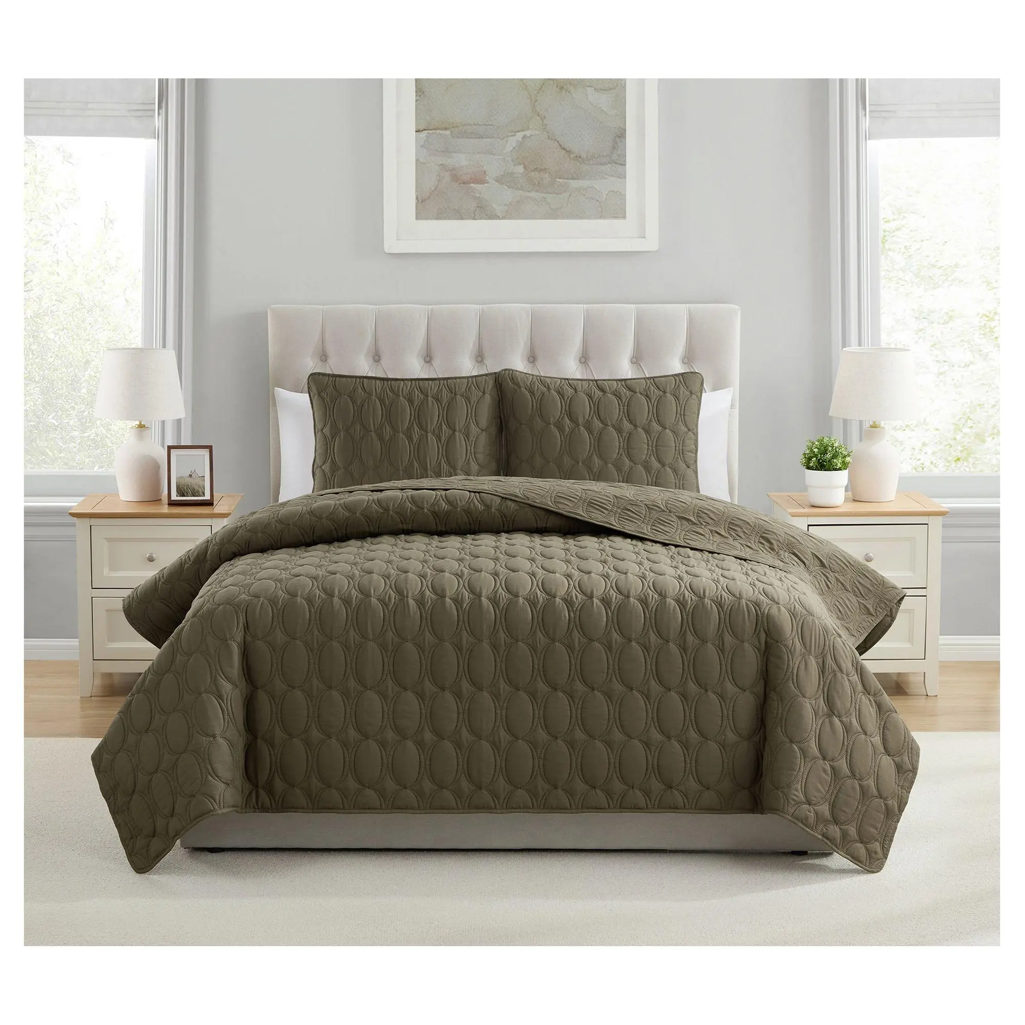 VCNY Home Circles 3-Piece Microfiber Quilt Set,King