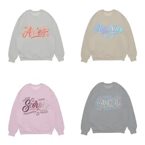 Full 12 Zodiac Sign Sweatshirt – Astrology Lover Gift, Unisex Horoscope Crewneck Gift for White, Sand, Grey Sport, Pink Color