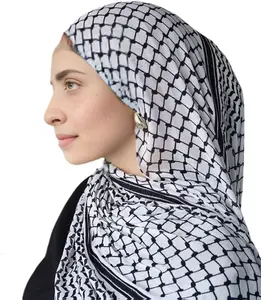 Palestinian Keffiyeh Shemagh Hijab Scarf, Muslim Women Kuffiyeh Arab Headwear