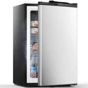 COWSAR 3.0 Cu.Ft Compact Chest Upright Freezer Single Door Reversible Stainless Steel Door, Compact Adjustable Removable Shelves for Home Office, Silver