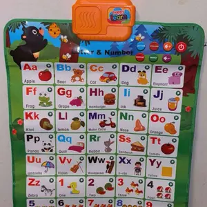 Talking Alphabet Poster for Toddlers, Interactive ABC & 123 Learning Chart with Music, Letter Sounds, Word Spelling & Animal Words, Preschool Language Toy